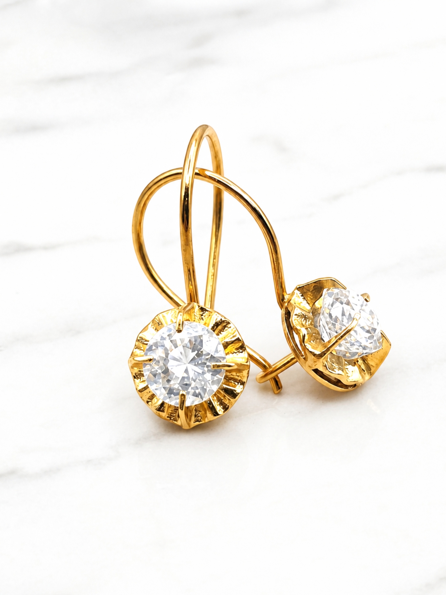 Aros chaton colgante circón Oro 18k 3
