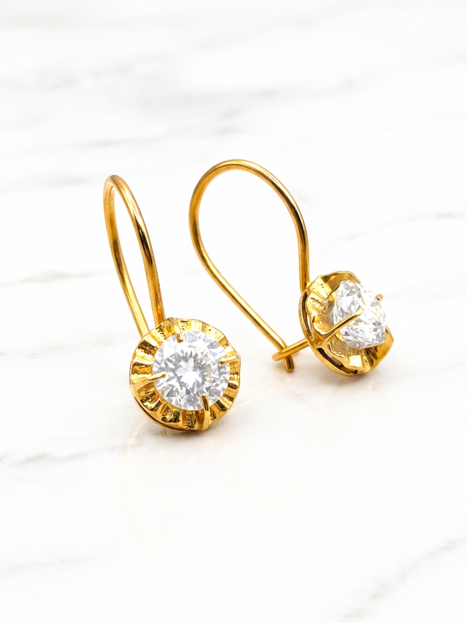 Aros chaton colgante circón Oro 18k 1