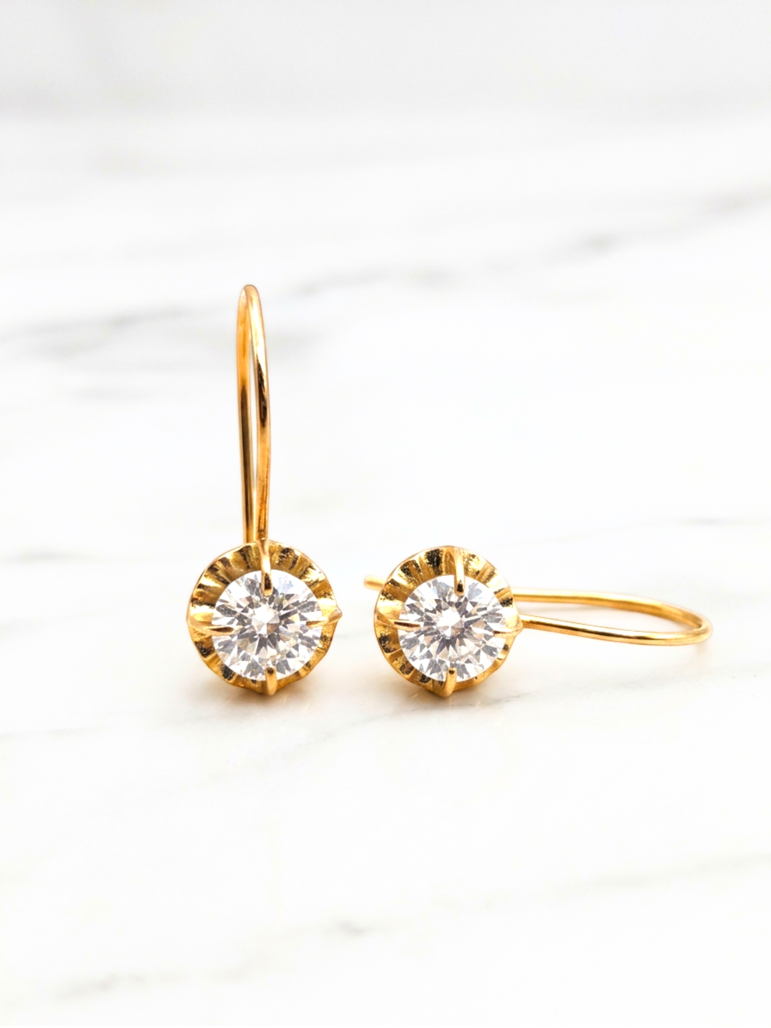 Aros chaton colgante circón Oro 18k 4