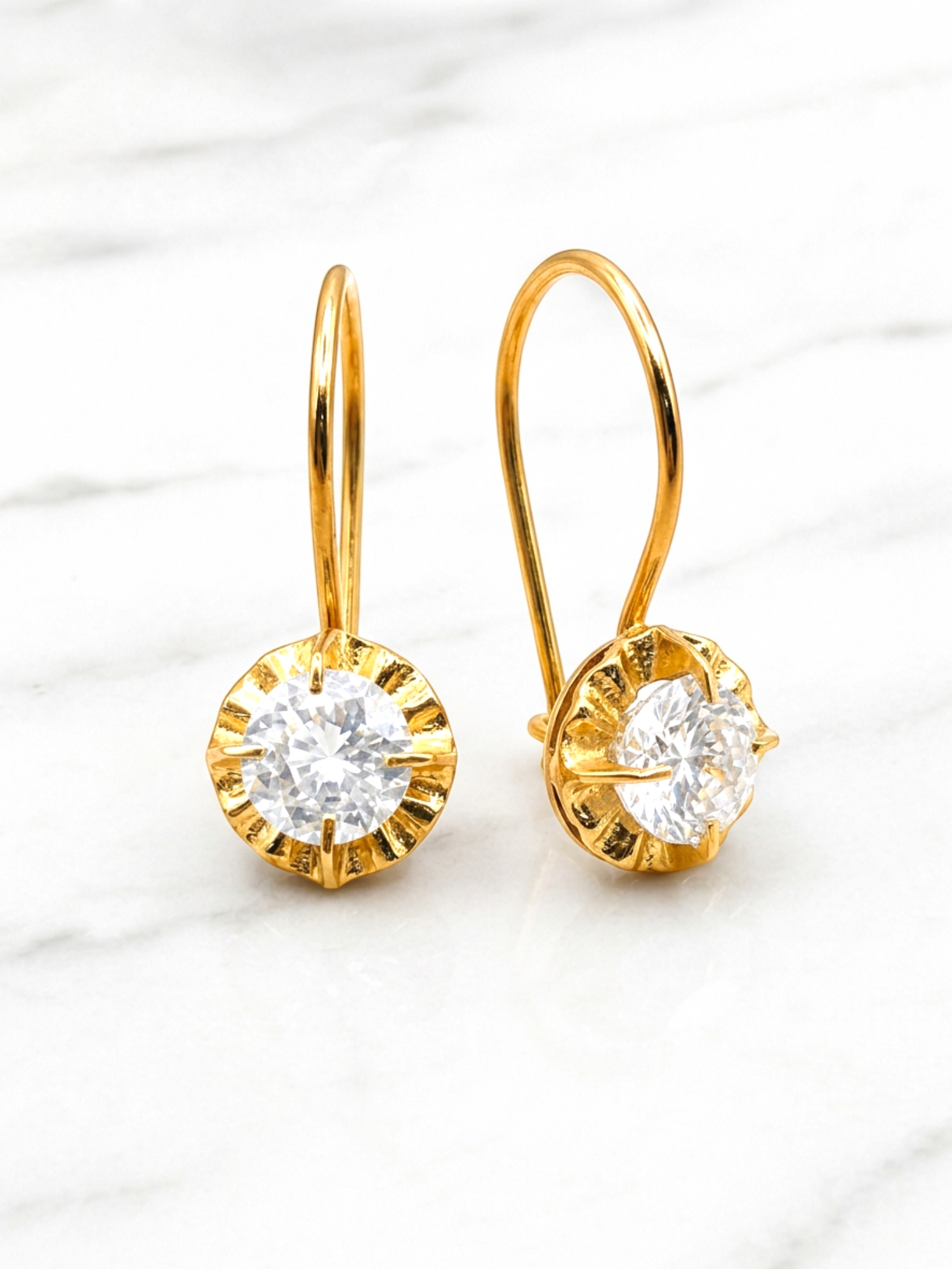 Aros chaton colgante circón Oro 18k 5