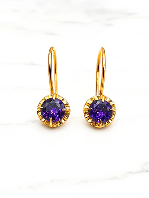 Aros chaton colgante amatista Oro 18k