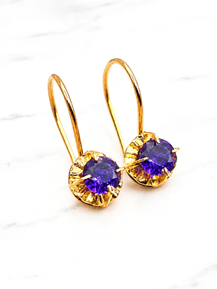 Aros chaton colgante amatista Oro 18k