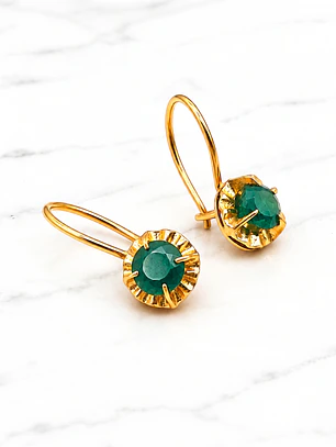 Aros chaton colgante esmeralda Oro 18k