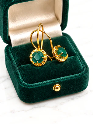 Aros chaton colgante esmeralda Oro 18k