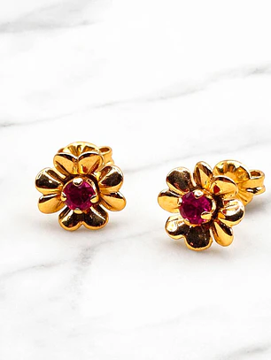 Aros rosa rubí Oro 18k