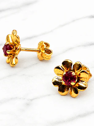 Aros rosa rubí Oro 18k
