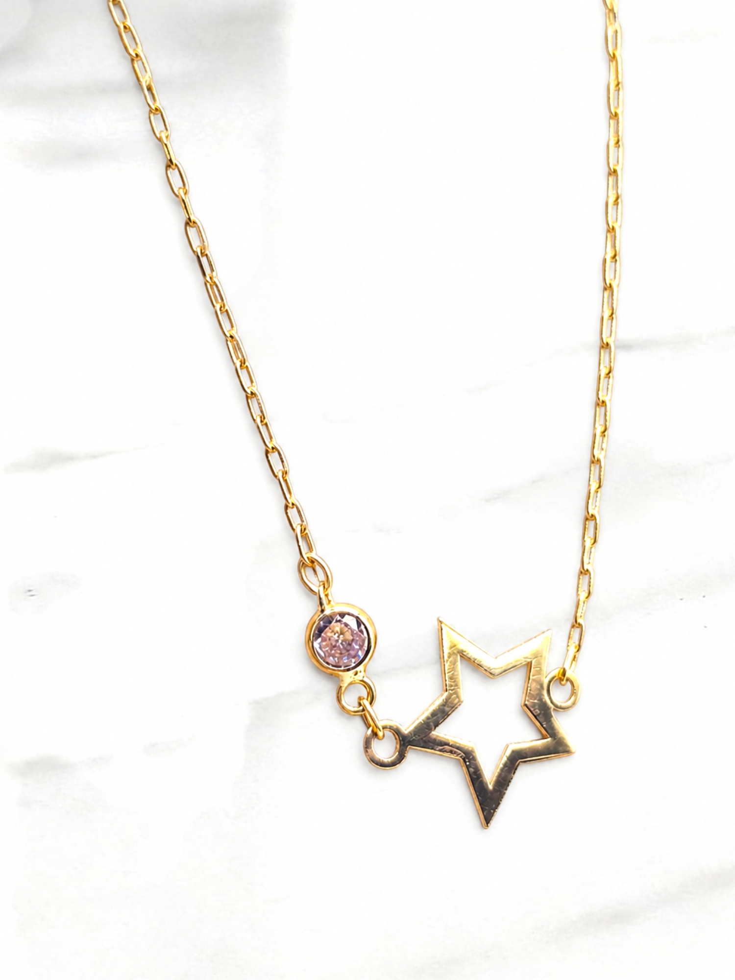 Pulsera estrella con circón Oro 18k 1