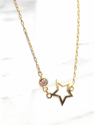Pulsera estrella con circón Oro 18k