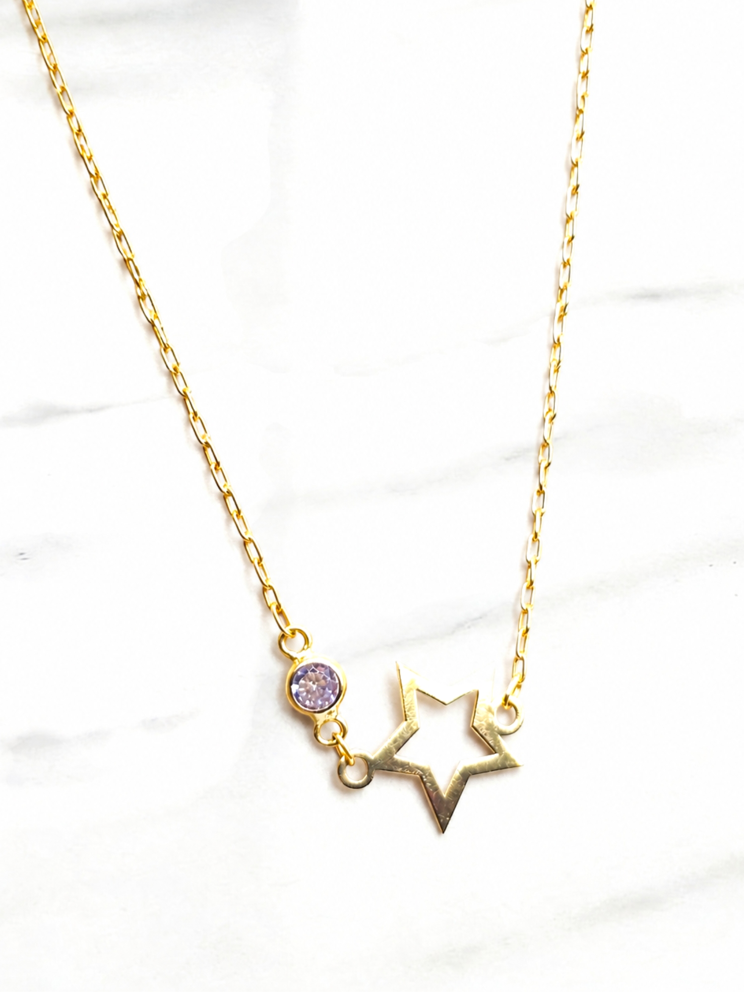 Pulsera estrella con circón Oro 18k 4