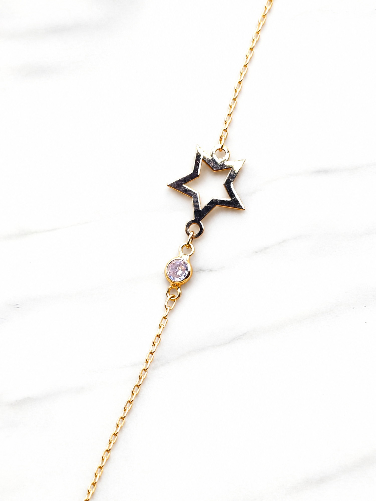 Pulsera estrella con circón Oro 18k 5