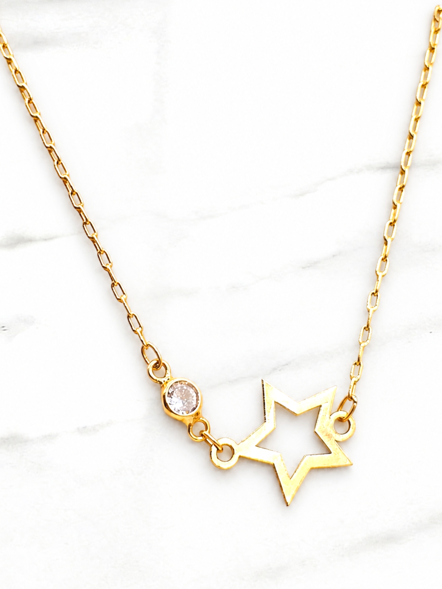 Pulsera estrella con circón Oro 18k 6