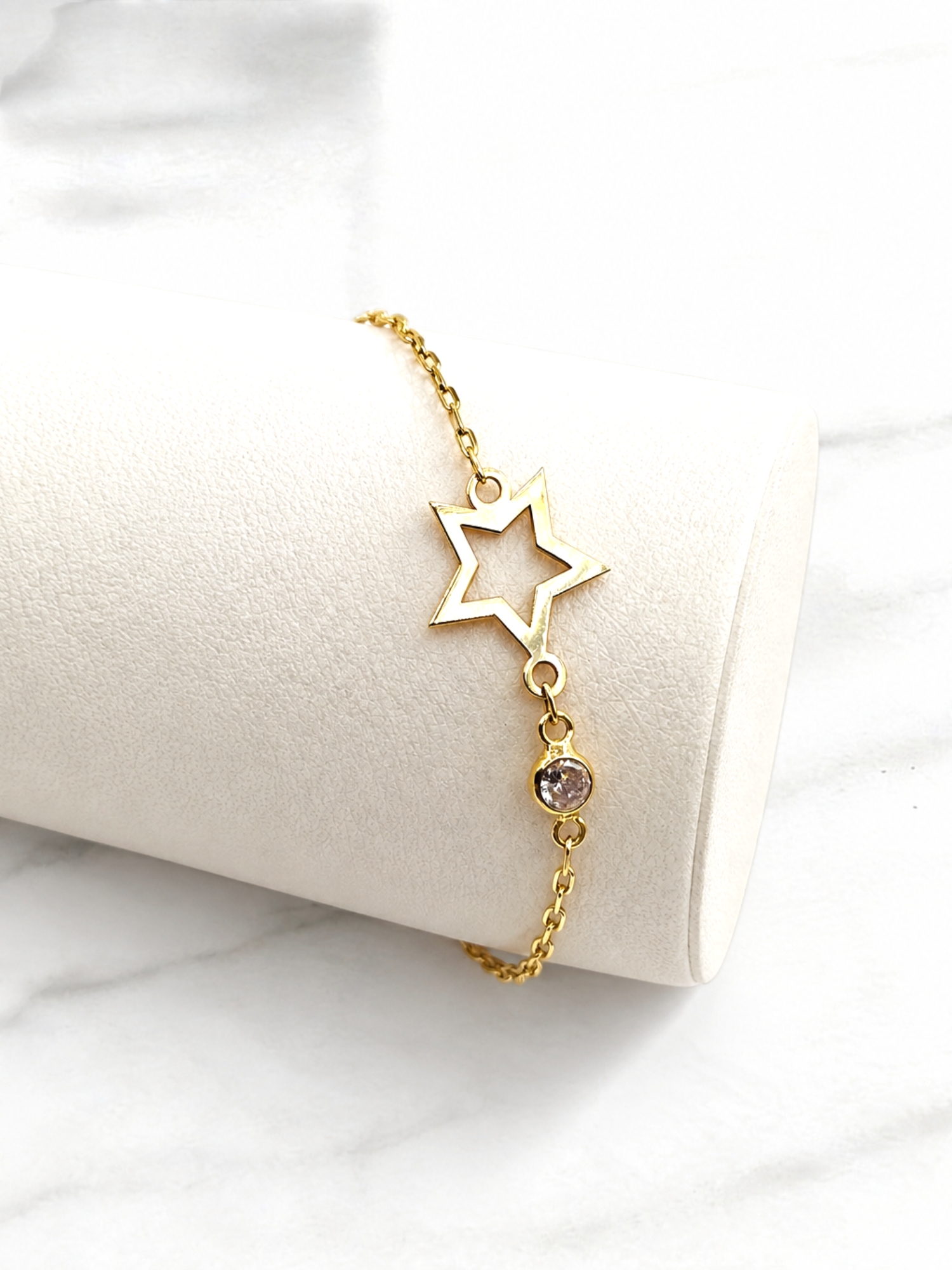 Pulsera estrella con circón Oro 18k 2