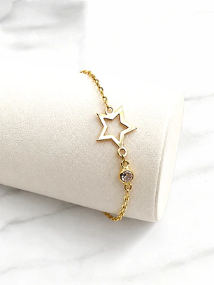Pulsera estrella con circón Oro 18k