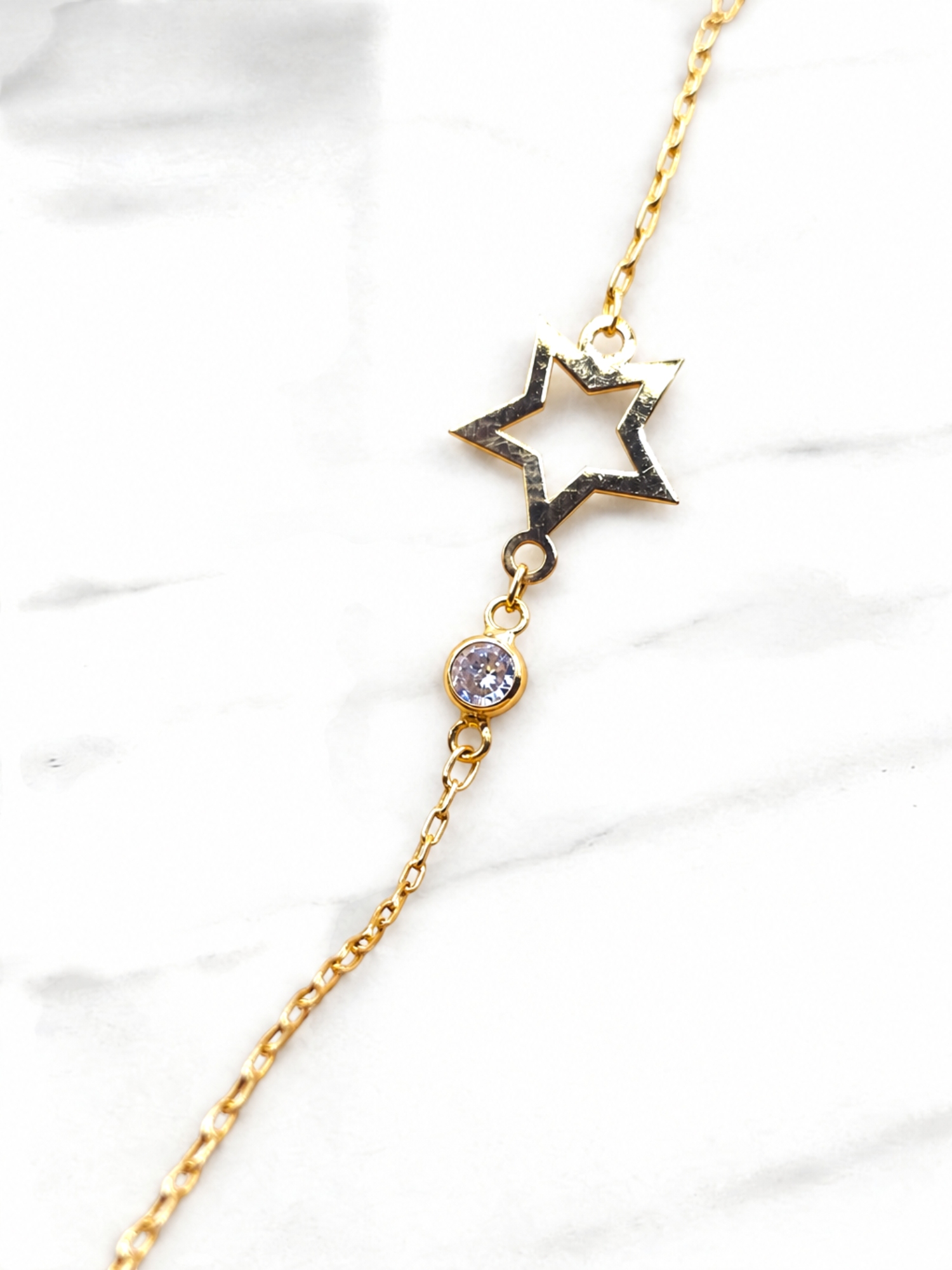 Pulsera estrella con circón Oro 18k 7