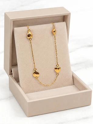 Pulsera corazones 18 cm Oro 18k