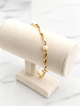 Pulsera entrelazada con perlas cultivadas Oro 18k