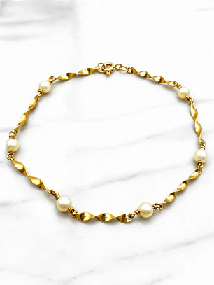 Pulsera entrelazada con perlas cultivadas Oro 18k