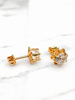 Aros chaton italiano circón grandes Oro 18k 