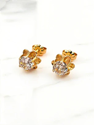 Aros chaton italiano circón grandes Oro 18k 