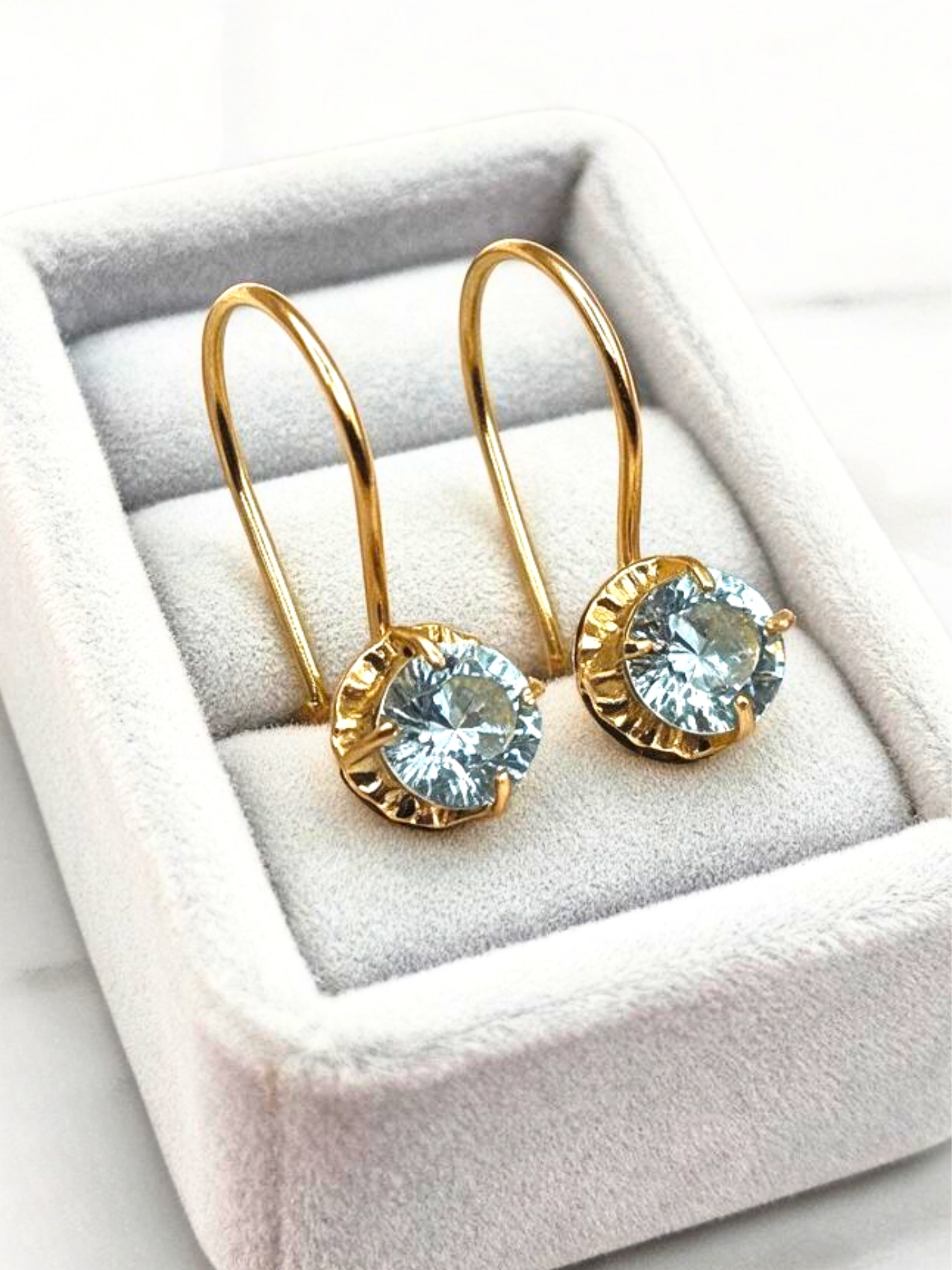 Aros chaton colgante aguamarina Oro 18k 2
