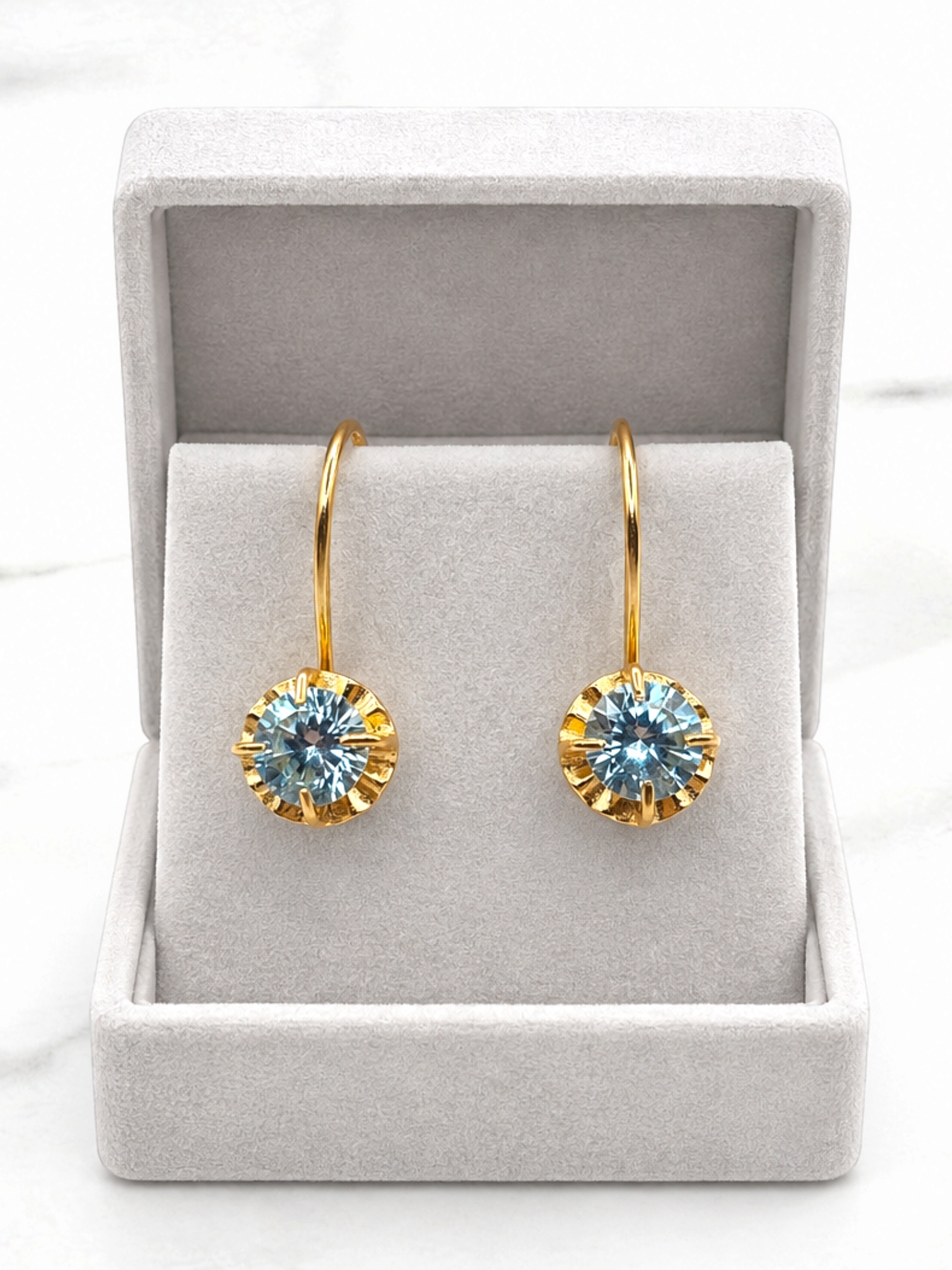 Aros chaton colgante aguamarina Oro 18k 1