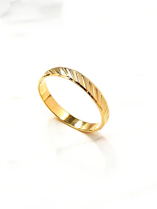 Argolla de matrimonio tallada diagonal 3 mm Oro 18k