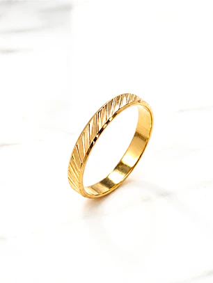Argolla de matrimonio tallada diagonal 3 mm Oro 18k