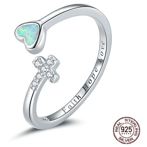 Anillo Corazon y Cruz Plata 925 1