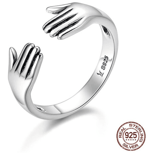 Anillo Manos Abrazo Plata 925 1