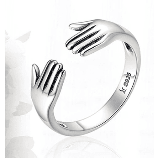 Anillo Manos Abrazo Plata 925 3