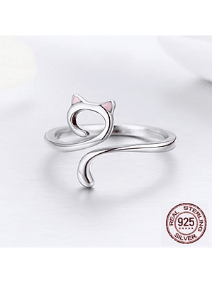 Anillo Diseño Gato Plata 925
