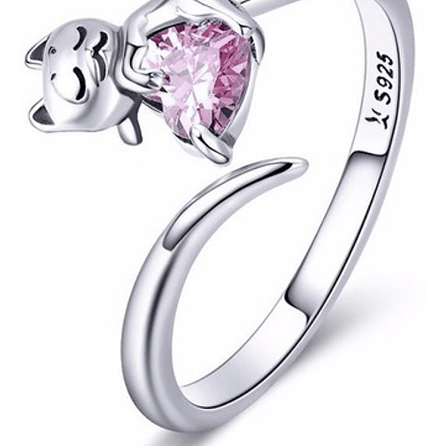 Anillo Gatito con Corazón Plata 925 1