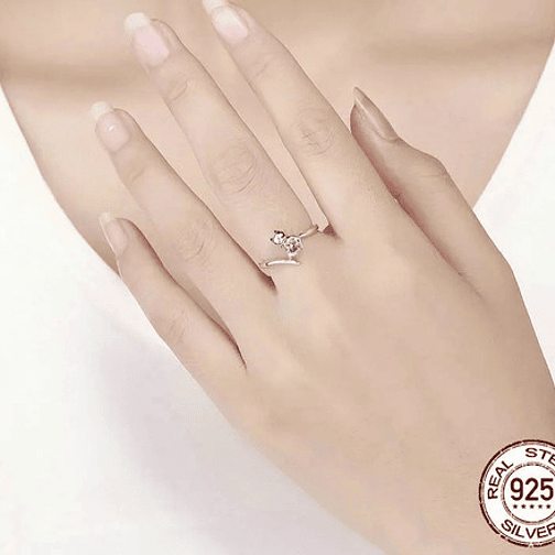 Anillo Gatito con Corazón Plata 925 3