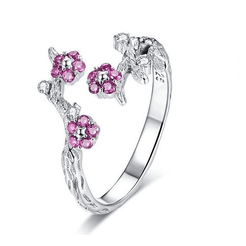 Anillo Flor Rosa Plata 925 1