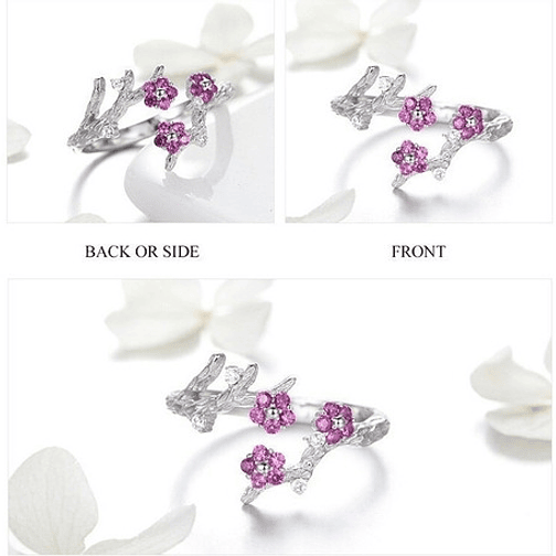 Anillo Flor Rosa Plata 925 5