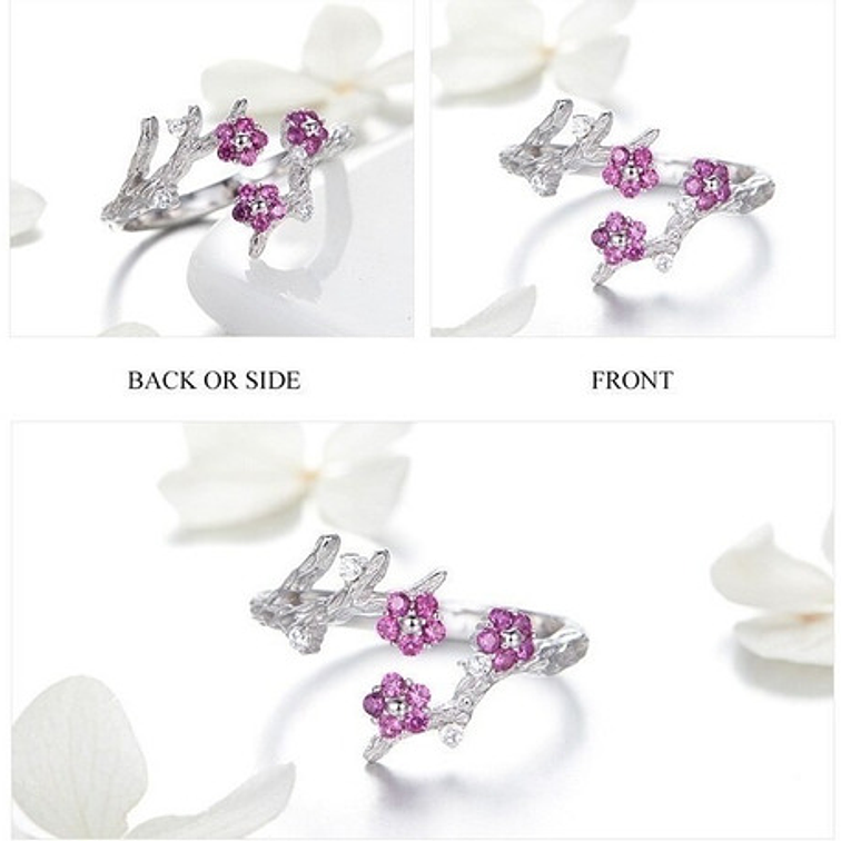 Anillo Flor Rosa Plata 925 5