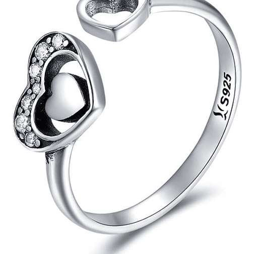 Anillo 2 Corazones Plata 925 1
