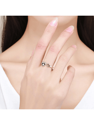 Anillo 2 Corazones Plata 925