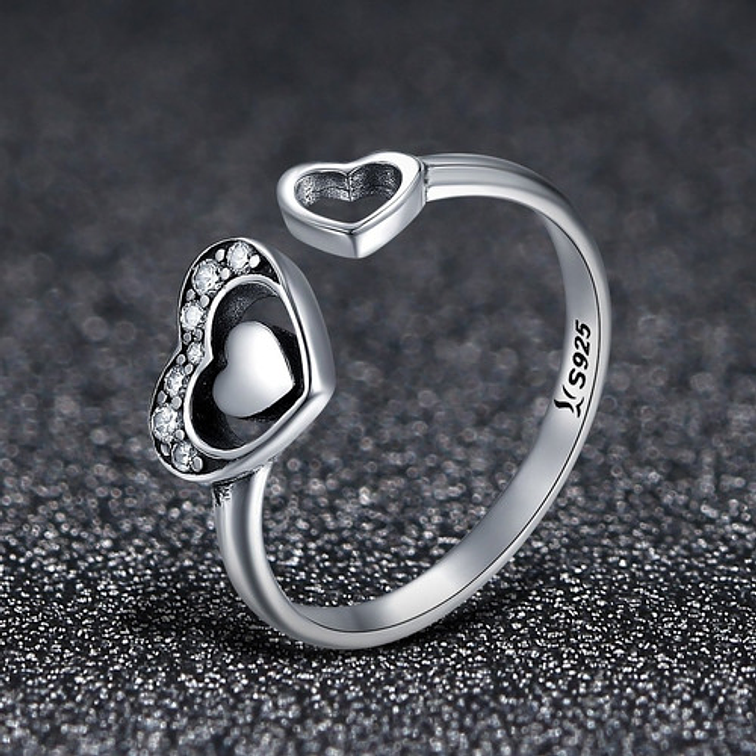 Anillo 2 Corazones Plata 925 3
