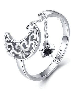 Anillo Luna y Estrella Plata 925