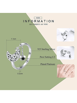 Anillo Luna y Estrella Plata 925