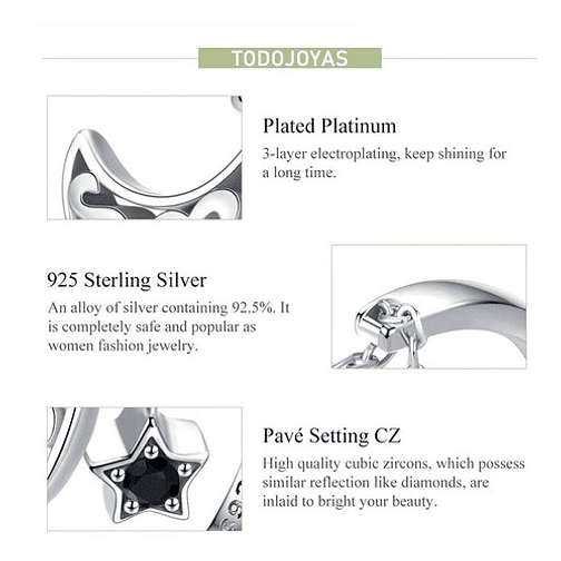 Anillo Luna y Estrella Plata 925 3