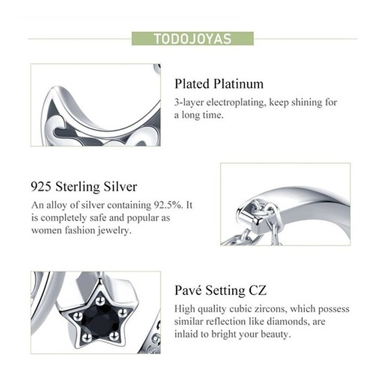 Anillo Luna y Estrella Plata 925 3