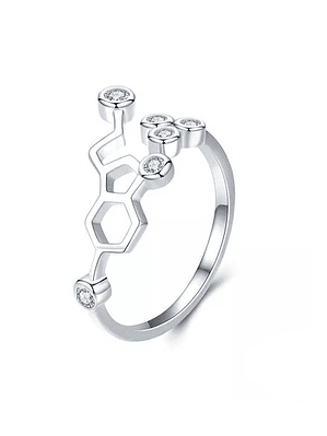 Anillo Molecula Serotonina Plata 925