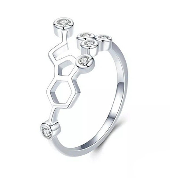 Anillo Molecula Serotonina Plata 925 1