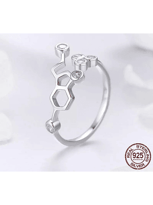 Anillo Molecula Serotonina Plata 925