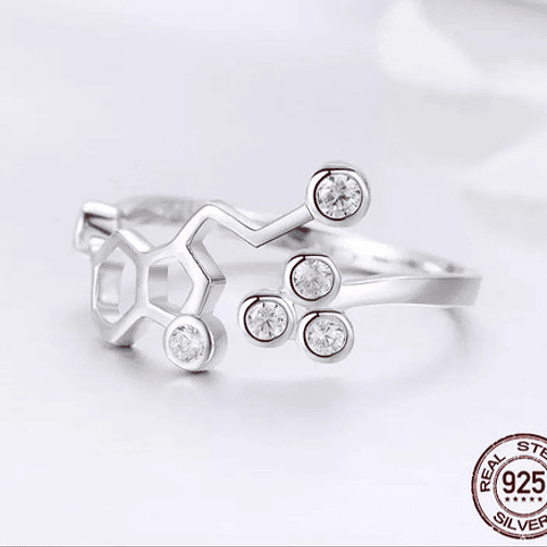 Anillo Molecula Serotonina Plata 925 3