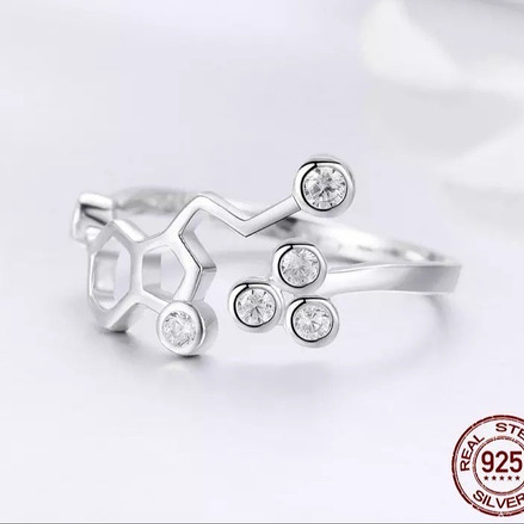 Anillo Molecula Serotonina Plata 925 3