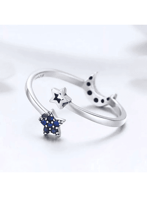 Anillo Luna y Estrellas Plata 925