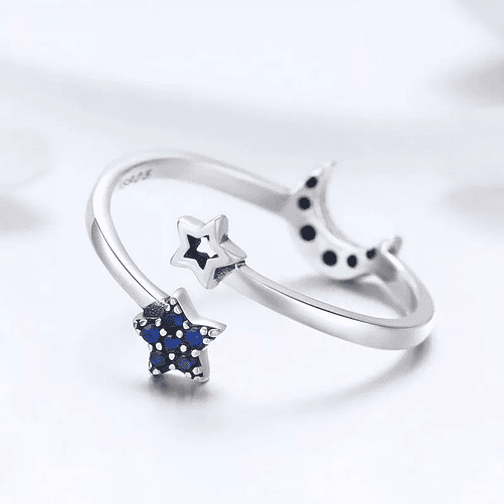 Anillo Luna y Estrellas Plata 925 2
